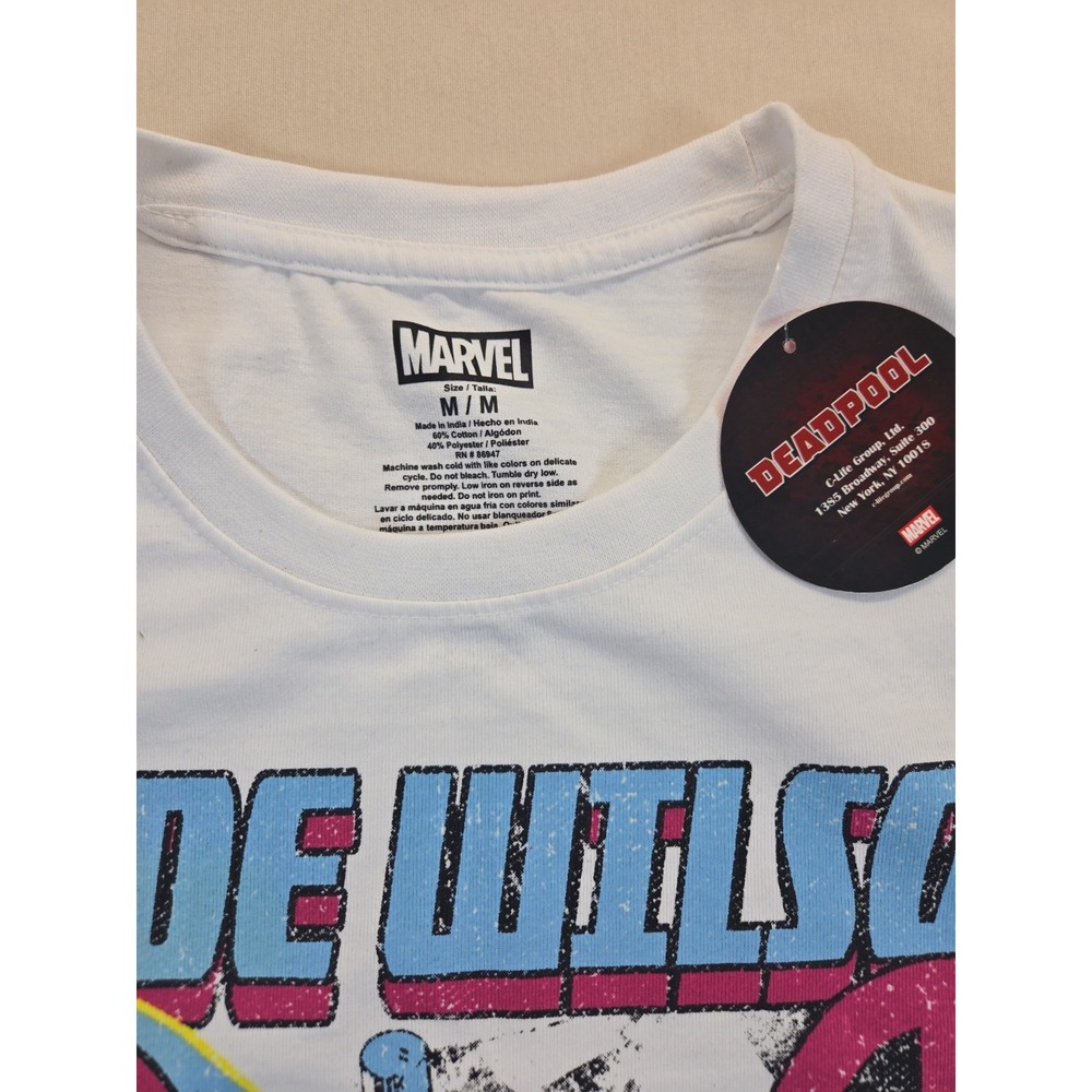 Marvel Comics Deadpool Wade Wilson 90s Mens T-Shirt Black White Red M - Picture 2 of 5